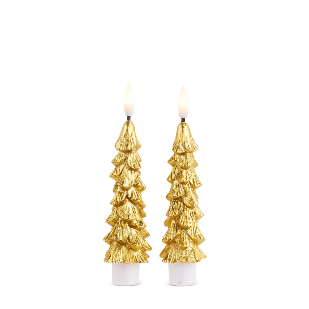 6" Gold Mini Tree Taper Candles - Sold as Set