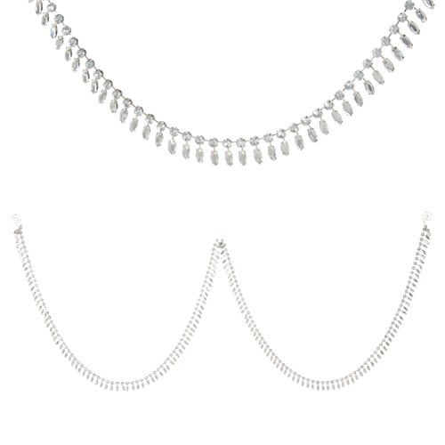 6-foot garland with silver rhinestones and gold beads on a metal frame.
