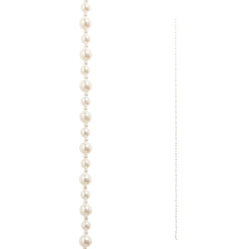 Six-foot ivory plastic pearl garland with a continuous string of spherical beads.
