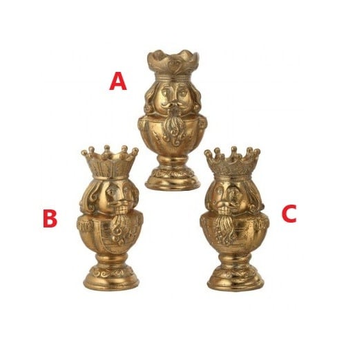 Resin nutcracker bust on a pedestal with classic festive detailing.