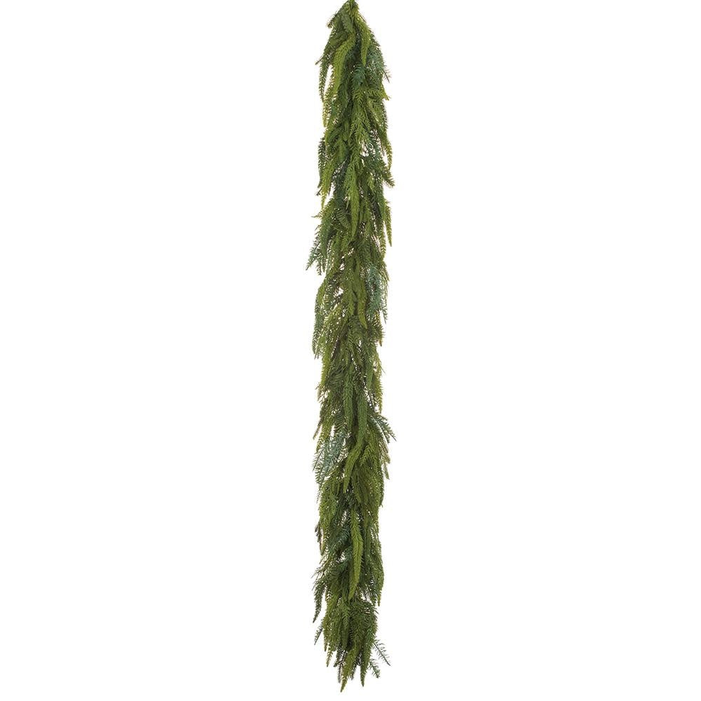 6-foot green artificial cedar mixed pine garland with wire support