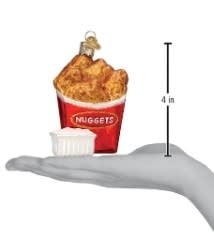 4-inch resin ornament shaped like breaded chicken nuggets with a golden-brown color.