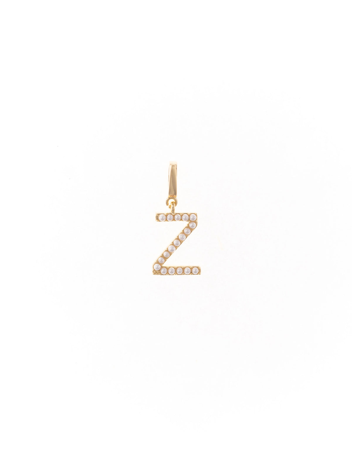 Michelle McDowell Avery initial Z charm in gold with pearl accents, manufacturer SKU 61712.
