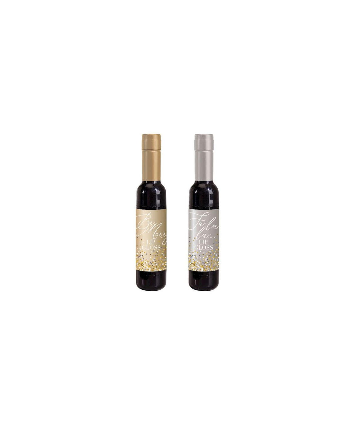 Wine Bottle Lip Gloss in a dark glass bottle with gold cap