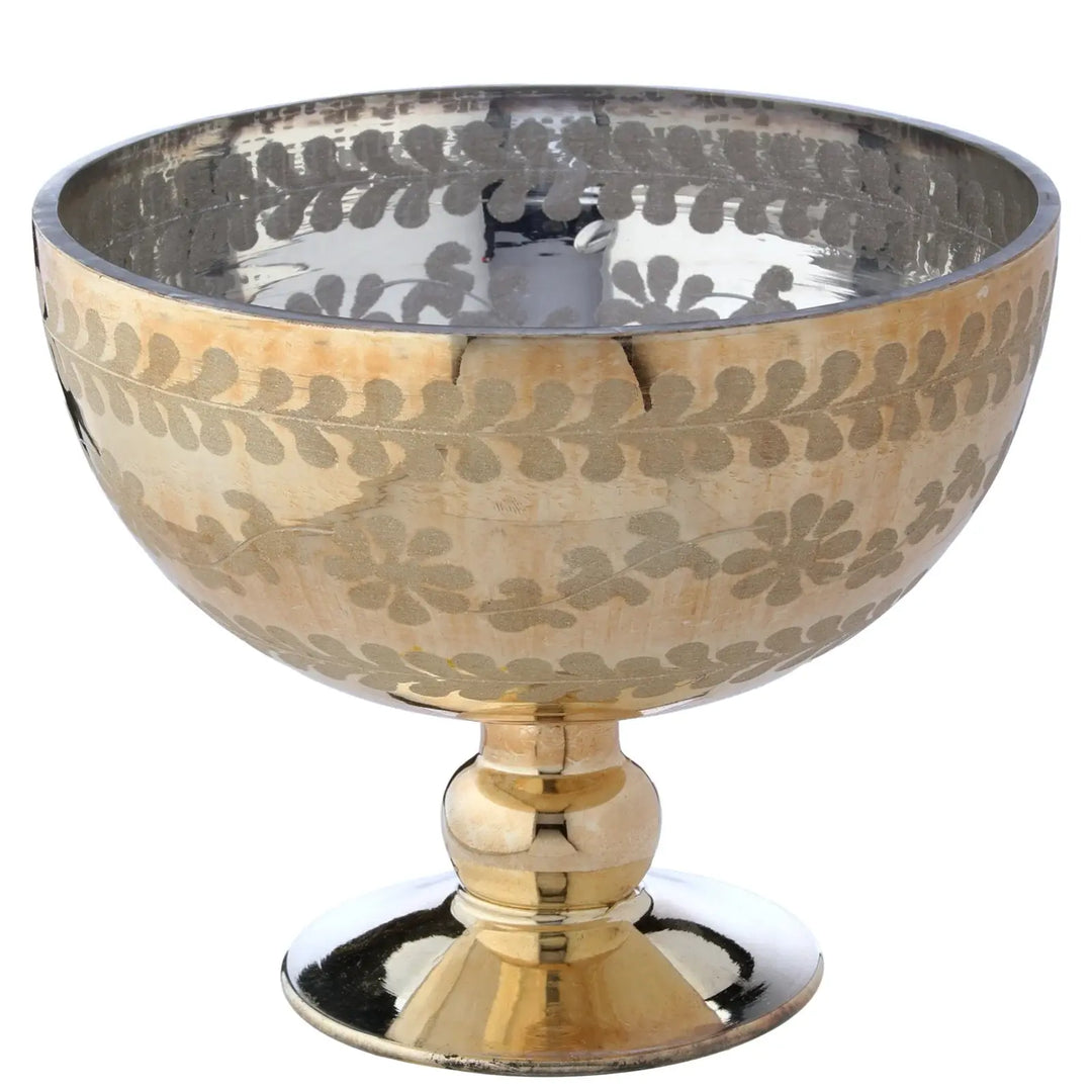 6.5-inch etched glass pedestal bowl with a footed base
