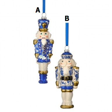 6.5-inch glass ornament shaped like a classic toy soldier with festive holiday decor.
