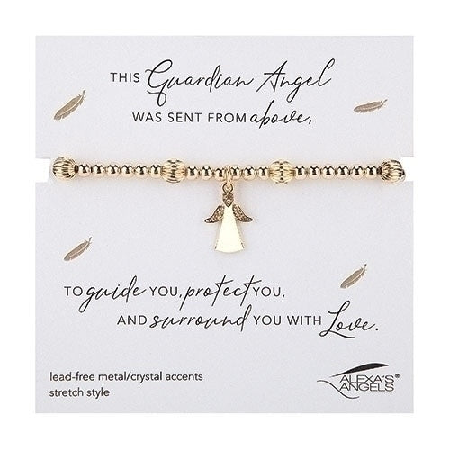 Gold stretch bracelet featuring an angel wing charm