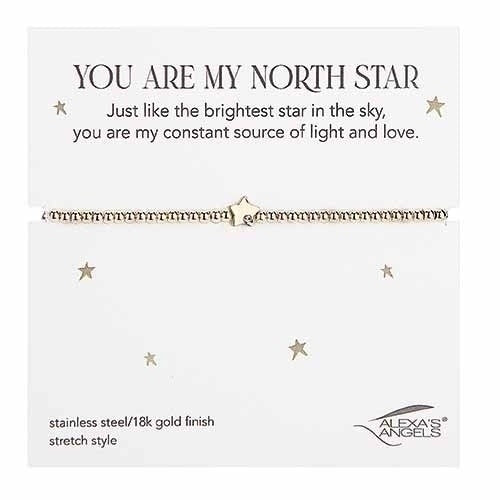 7-inch stretch bracelet featuring a gold star charm on an elastic cord.