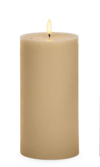 7.75 Inch Beige LED Wax Pillar Candle with Timer