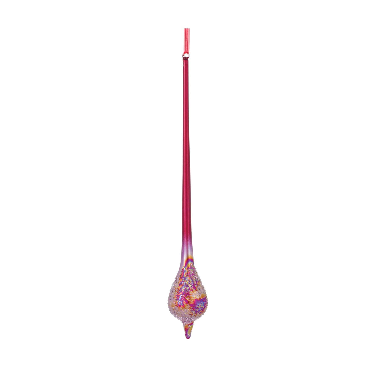 Melrose iridescent glass drop ornament, 15.5 inches high, sold individually