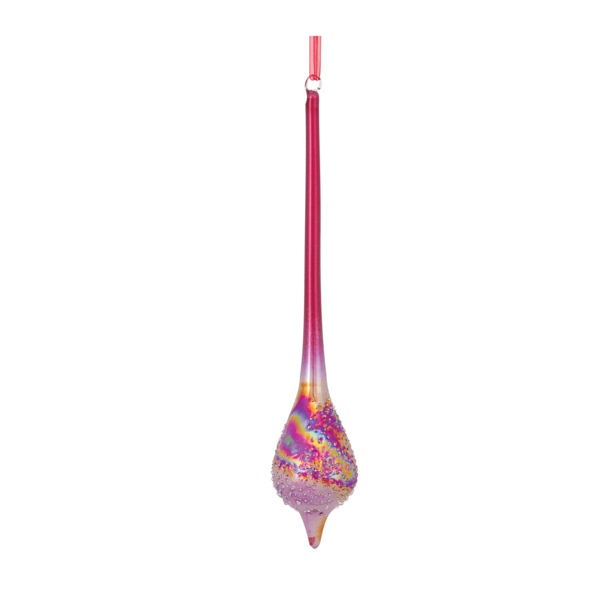 Melrose iridescent glass drop ornament, 12 inches high, sold individually