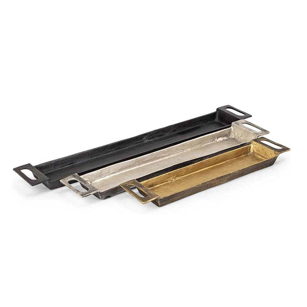 Rectangular aluminum tray with a sleek modern silhouette.