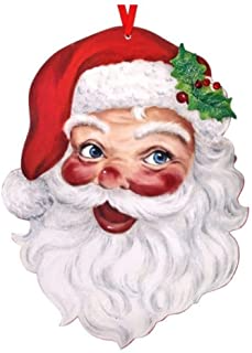 16" MDF Retro Santa Head Ornament Wall Piece