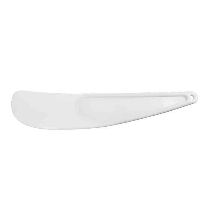 9-inch yellow plastic bowl scraper spatula with a wide flat head.