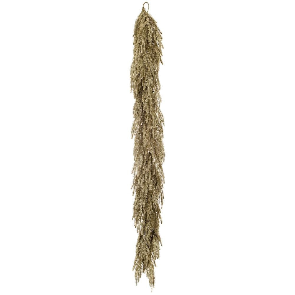 73-inch gold glittered willow pine garland with shimmering metallic finish