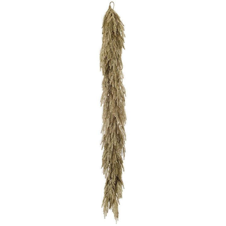73-inch gold glittered willow pine garland with shimmering metallic finish