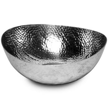Large hammered oblong bowl with a metallic finish