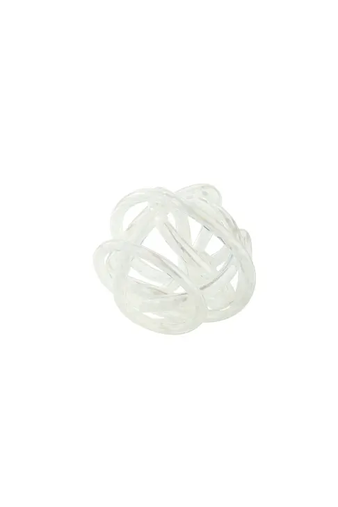8-inch glass knot sculpture with smooth polished surface in clear finish