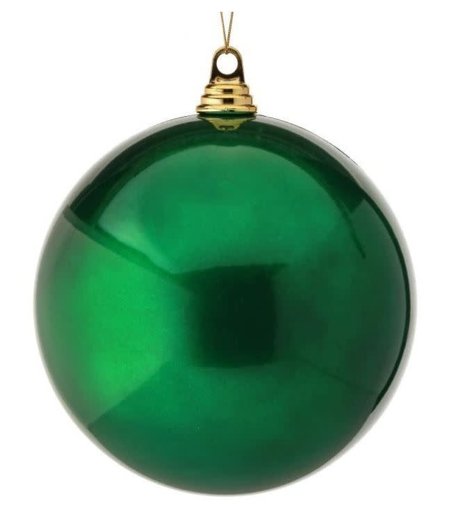 Green vacuum plate candy apple ball Christmas tree ornament with glossy finish.
