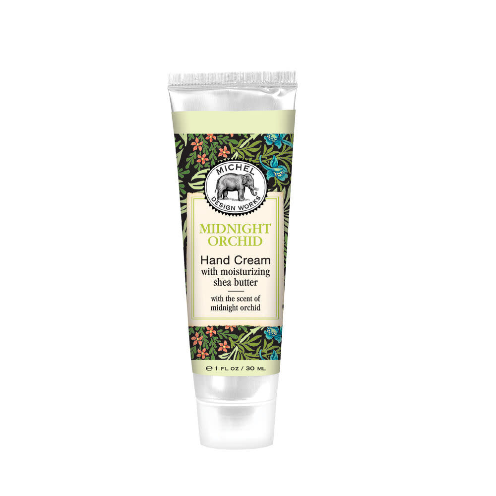Mini tube hand cream in honey almond scent with sweet almond cherry vanilla and honey fragrance notes.