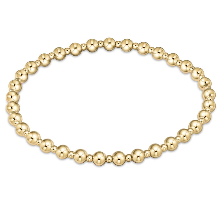 Gold-filled classic bracelet with alternating 4mm and 2mm beads on elastic