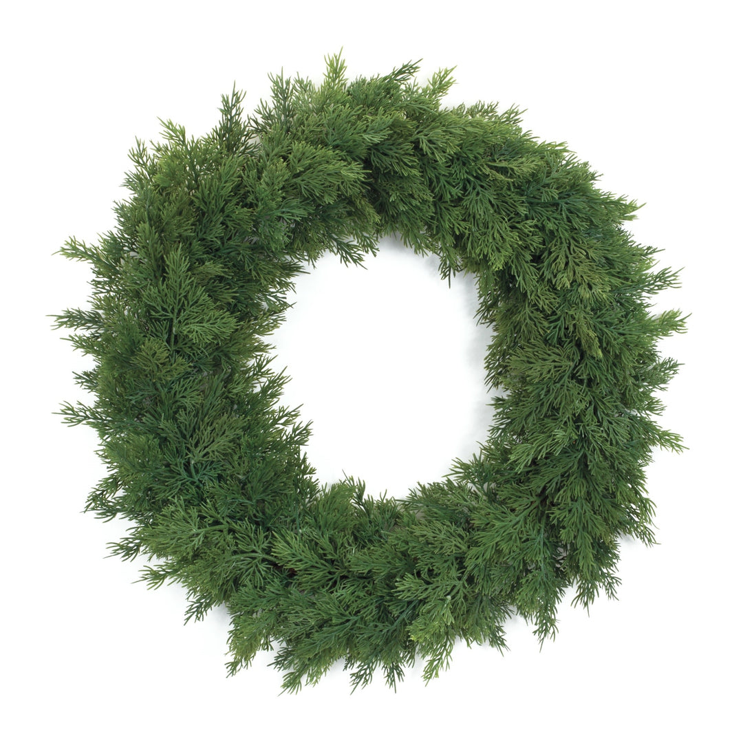 Round cedar wreath with natural brown finish