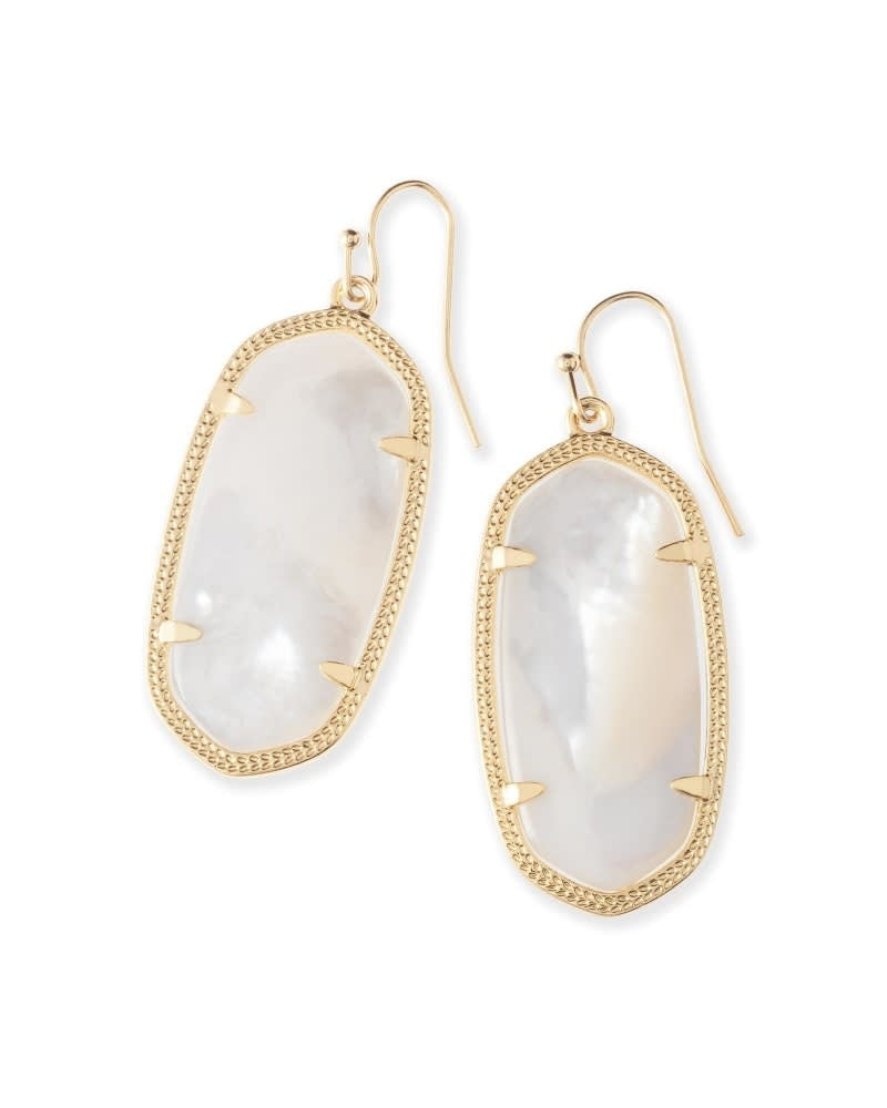 Elle drop earrings in 14k yellow gold over brass featuring a custom-cut shell design.