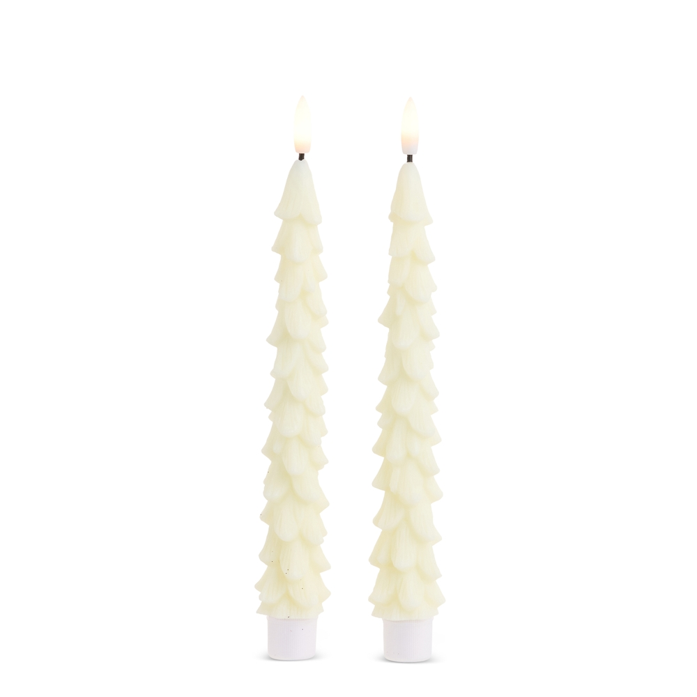 8.5" Ivory Tree Taper Candles - Sold as Set