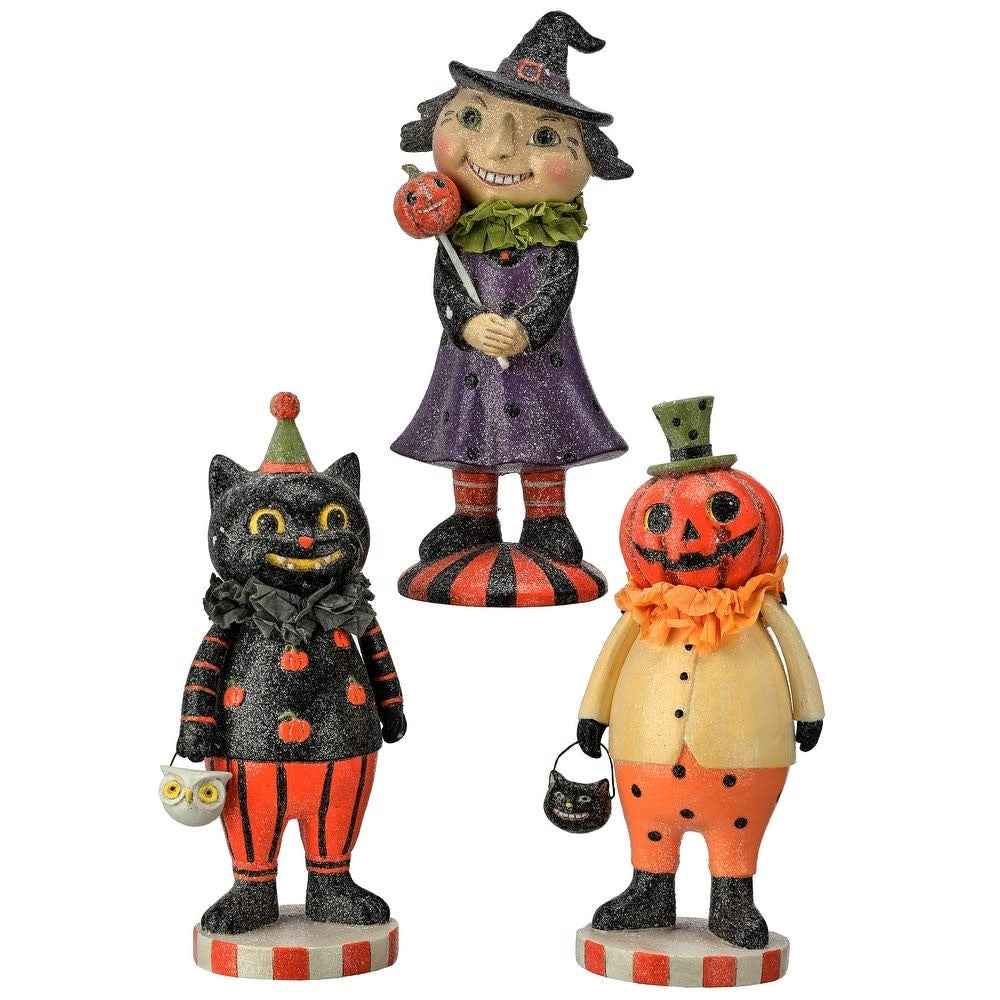 Hand-painted resin retro Halloween child figure with sugared finish in vintage style