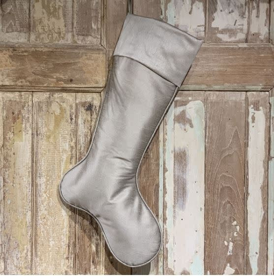 Dupion stocking in classic shape with a subtle dupion fabric texture pattern.