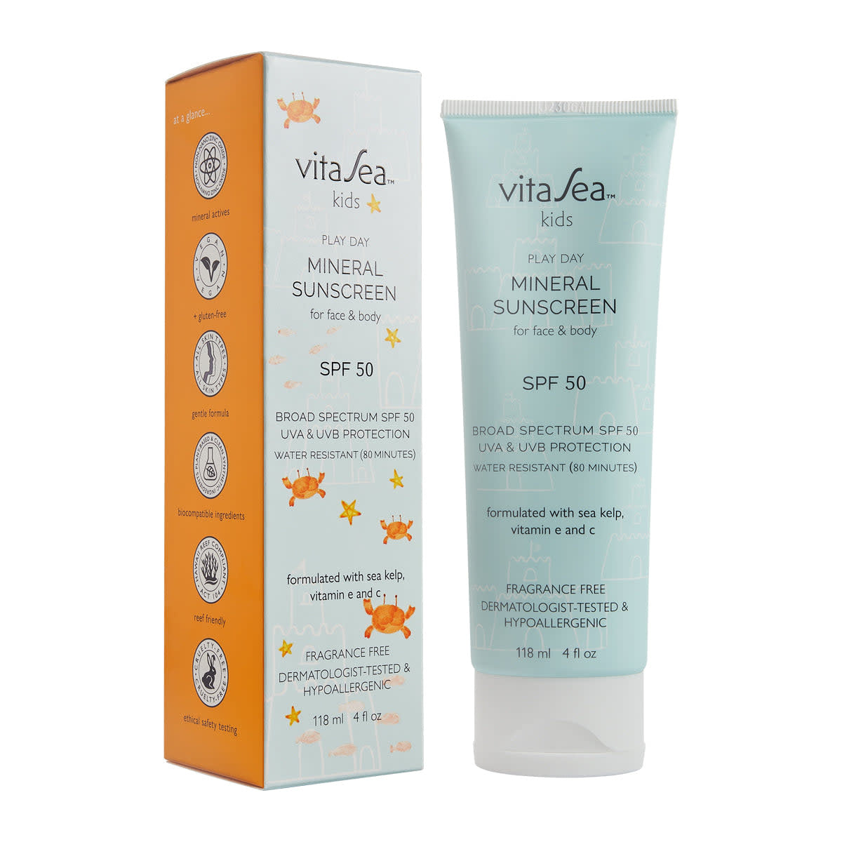 Jar of Kid Mineral face and body cream with sea kelp and vitamin E.