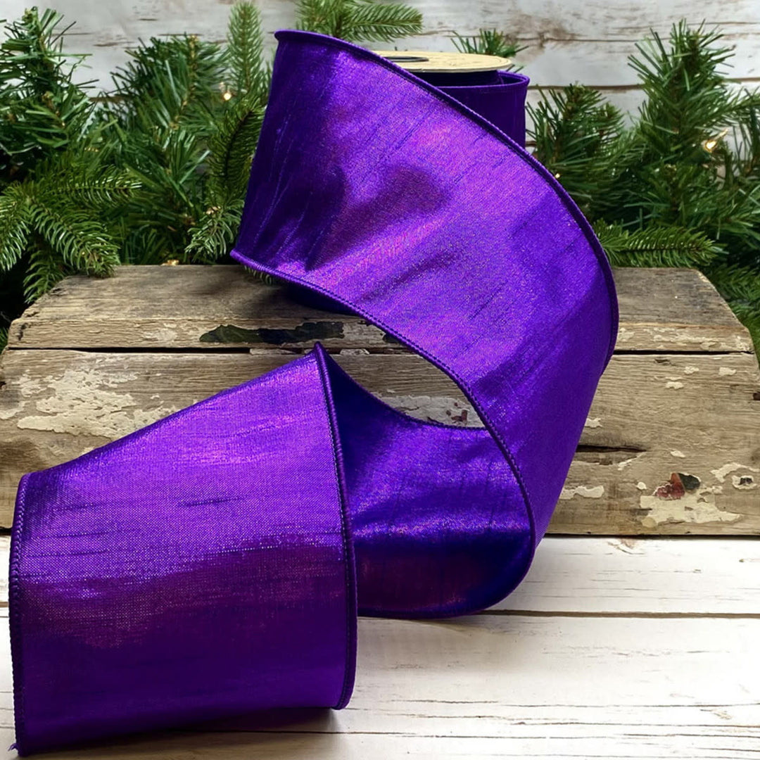 4-inch wide metallic dupion ribbon with a shimmering finish