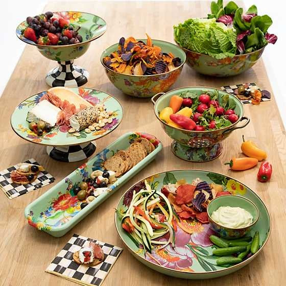 Small white steel everyday bowl with hand-applied botanical transfer pattern and bronzed stainless rim