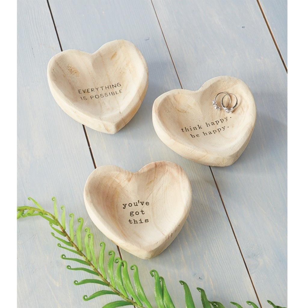 THINK- WOOD HEART TRINKET TRAY