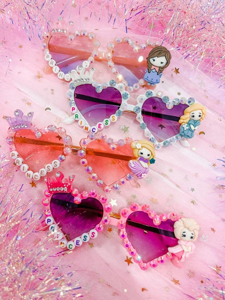 Princess Sunnies children's sunglasses with a colorful butterfly print on the frames.