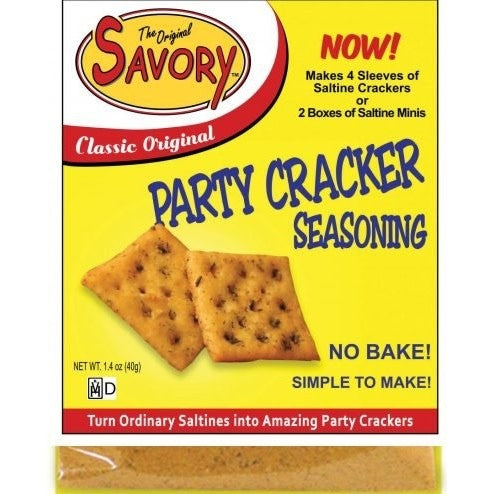 Savory Seasoning spice blend in a clear jar with a white lid.