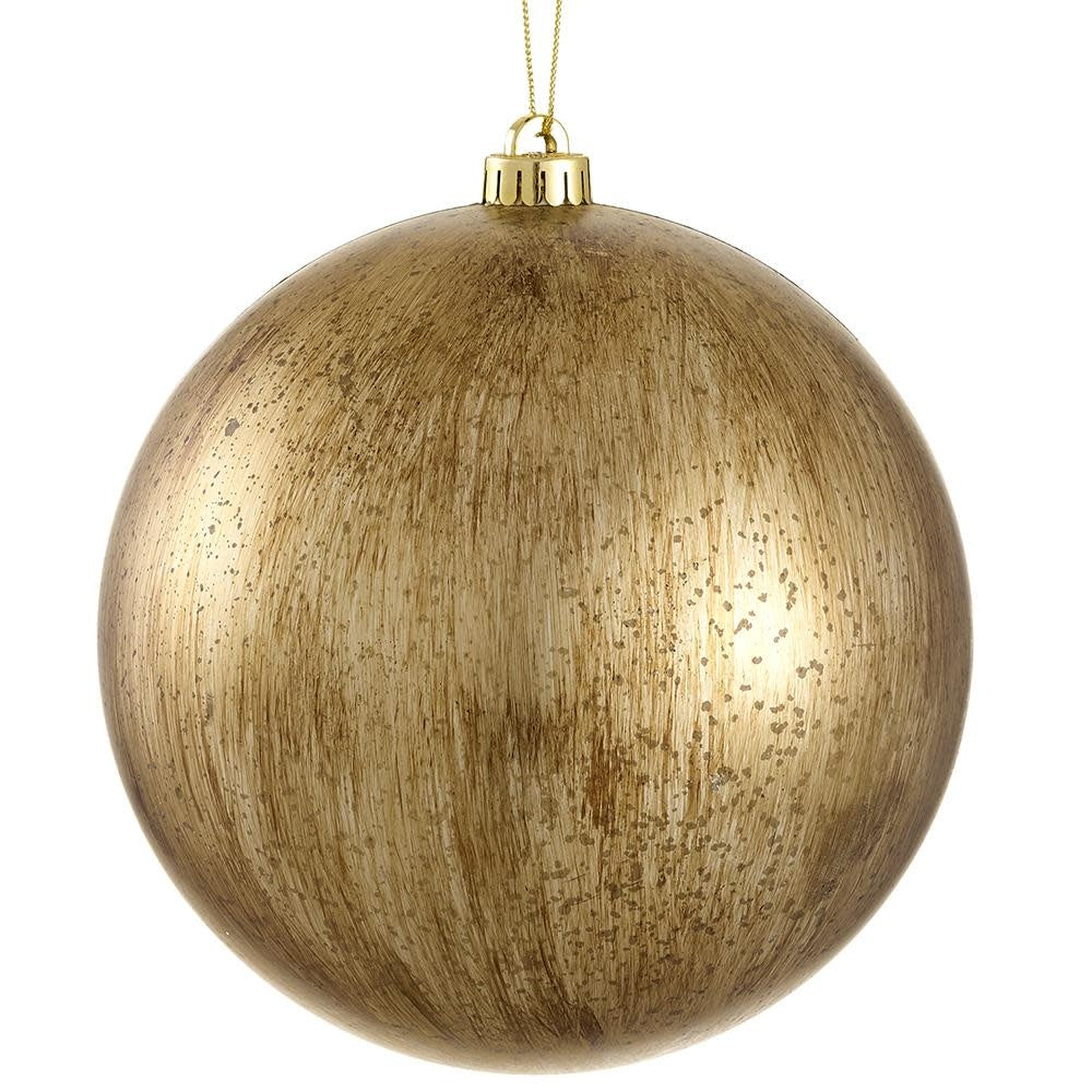 8-inch antique gold plastic ball ornament with smooth spherical shape