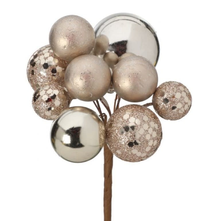 Eight-inch sequin mixed ball pick with sparkling multi-colored spheres on a vacuum plate stem.