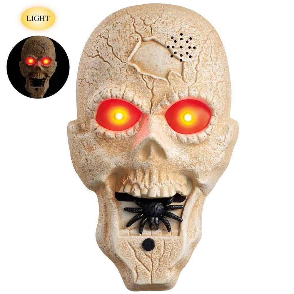 Beige antique skull doorbell with light and voice features