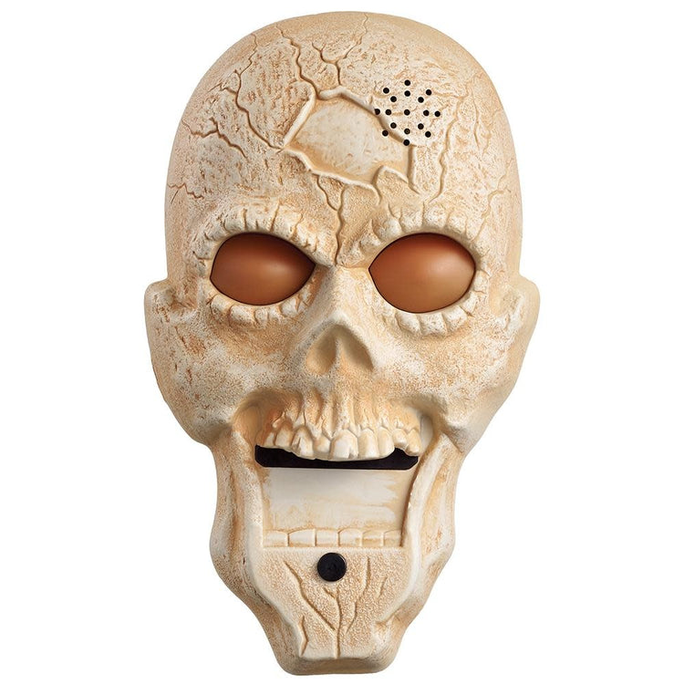 Beige antique skull-shaped doorbell with light feature