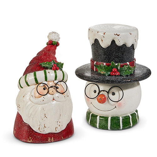 Resin holly-themed decorative figure with iron accents measuring nine inches tall.
