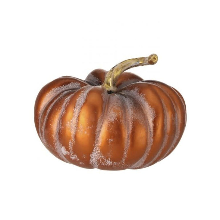 Copper metallic latex pumpkin with a smooth finish designed for autumn decoration.