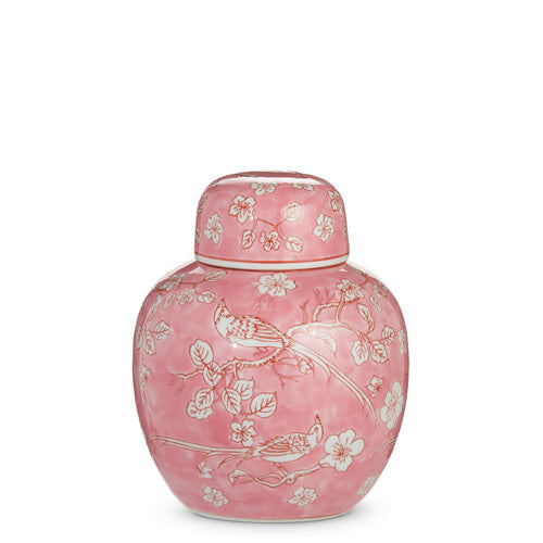 Clay round jar in pink with a smooth finish