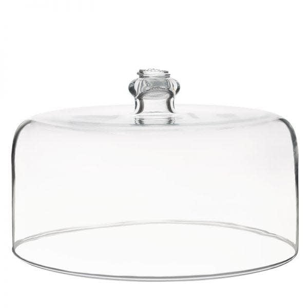 Glass cake dome with clear mouth-blown finish