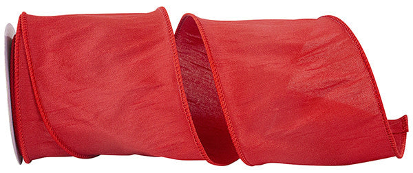 4-inch wide red dupioni ribbon with a wired edge for shaping.
