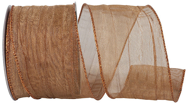 Two-and-a-half-inch wide crushed metallic mesh ribbon with wired edges in a soft pastel hue.
