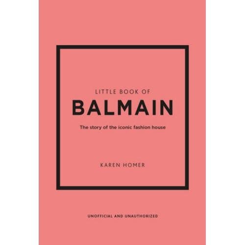 Hardcover book titled Little Book of Balmain featuring black cover with white text.