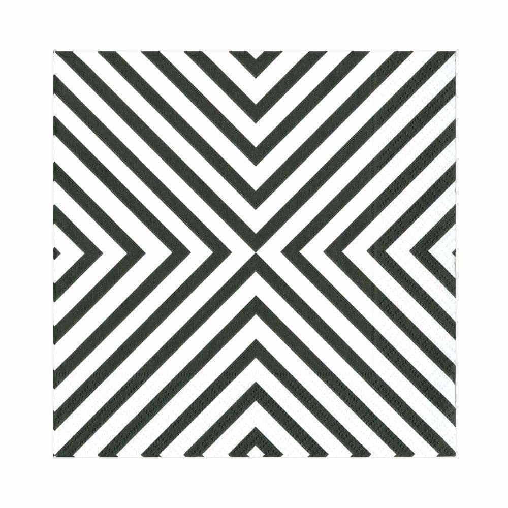 Caspari triple-ply luncheon napkins in blue with a white chevron pattern.