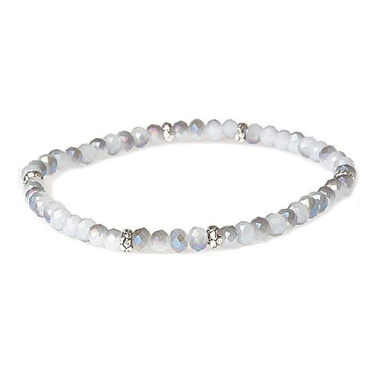 Silver accent mini crystal bracelet with a delicate chain link design.