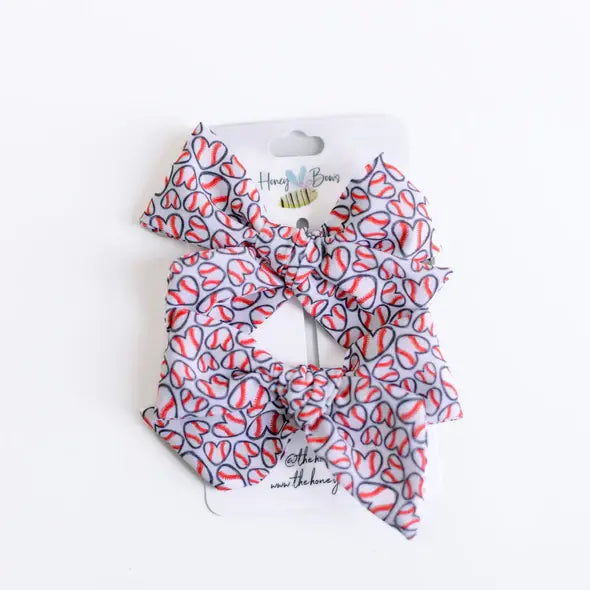 Baseball Small Bow on Clip